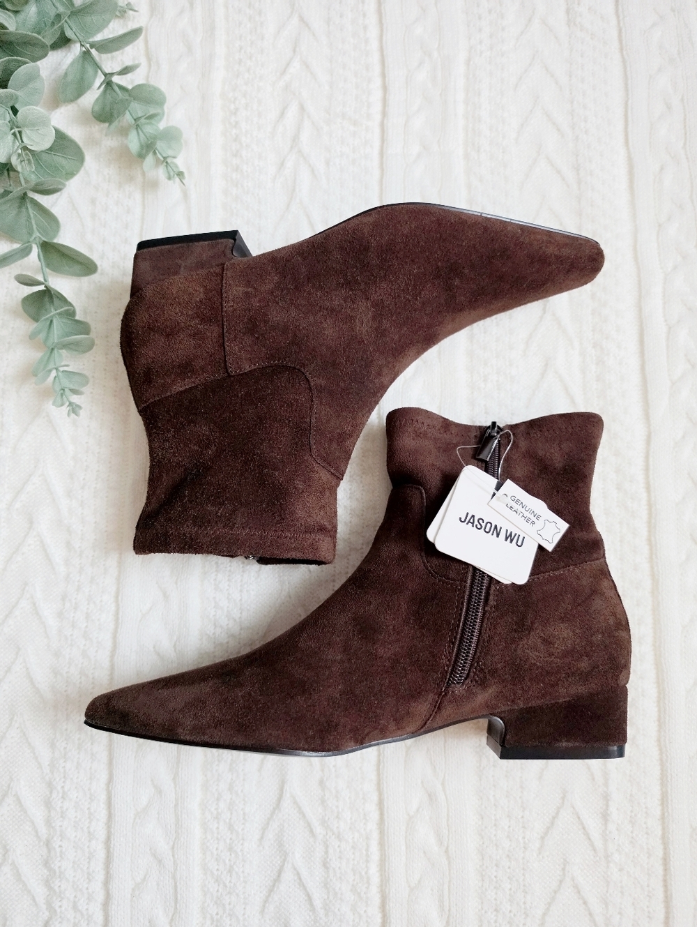 Jason Wu Genuine Leather Suede Ankle Boots Booties Pull On Zipper Brown NWT 10 - Picture 16 of 16